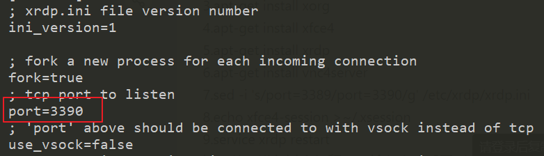 sudo sed -i 's/port=3389/port=3390/g' /etc/xrdp/xrdp.ini