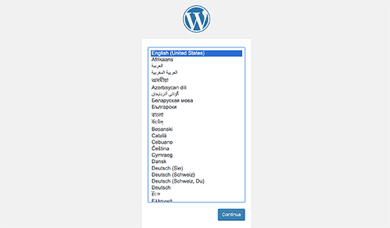 Select WordPress language