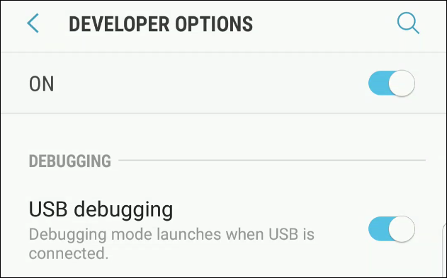 Enabling USB debugging on Android