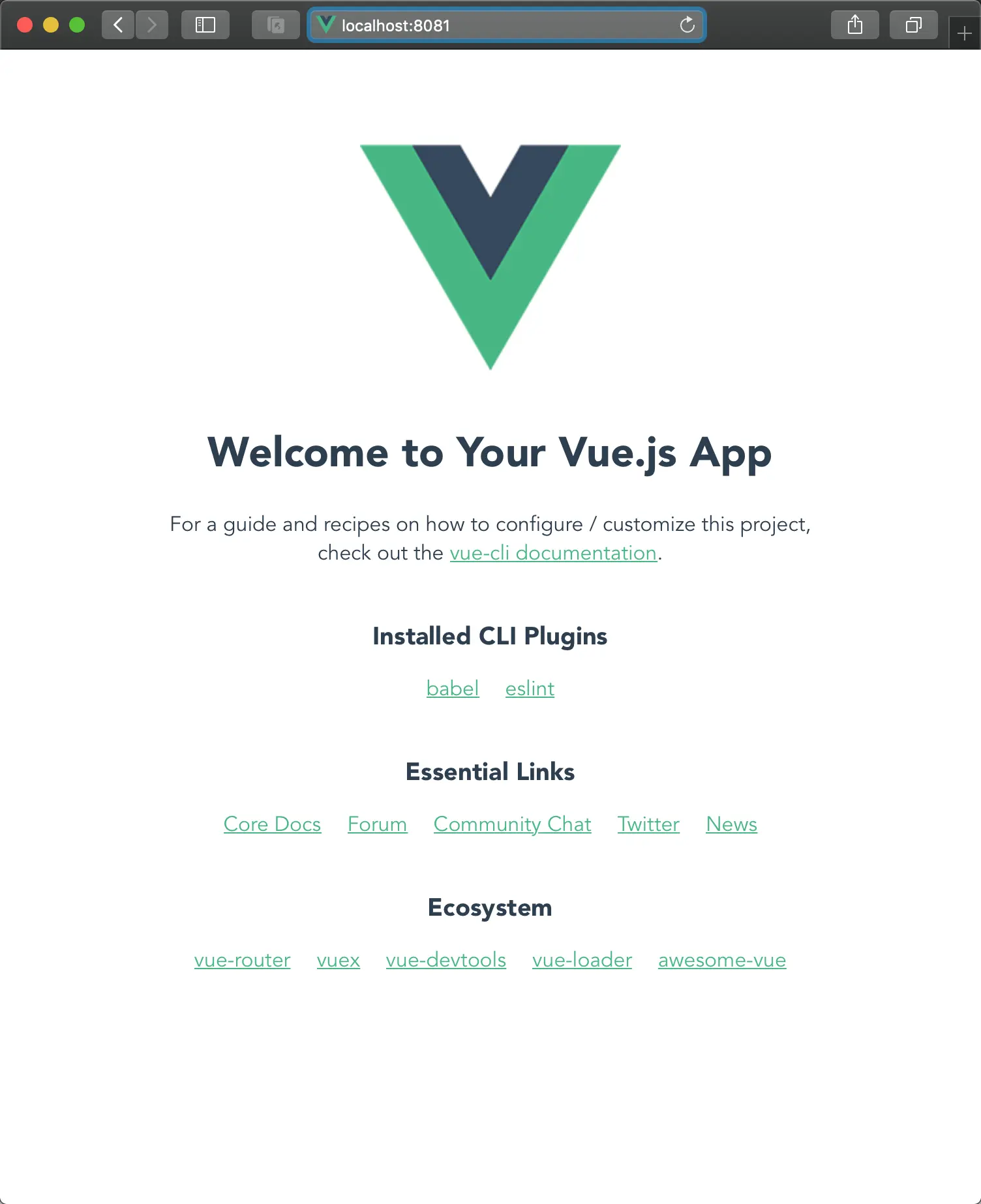 vue app main page