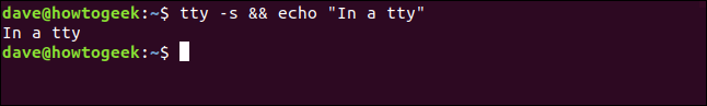 "In a tty" in a terminal window