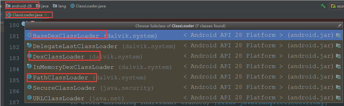  android28所有的ClassLoader子类