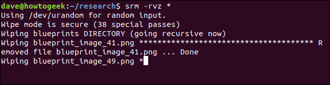 srm starting to process in a terminal window