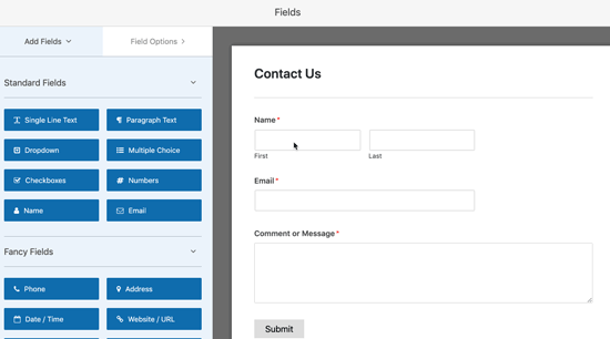 Editing form fields in WPForms