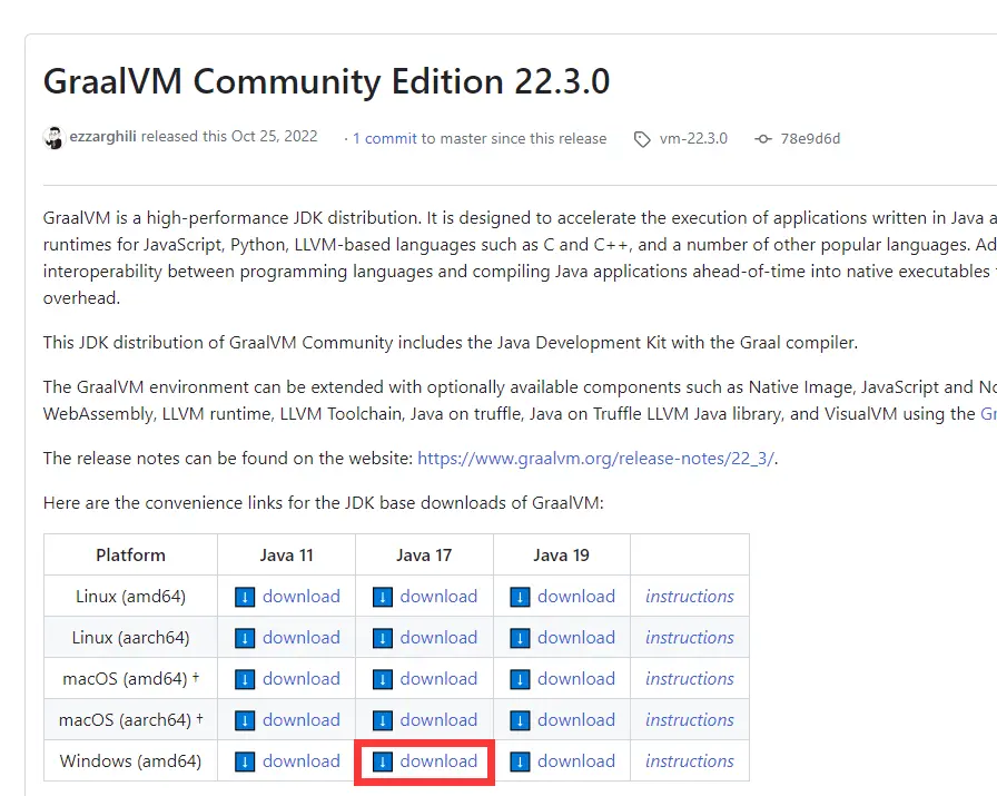 GraalVM22.3.0安装地址