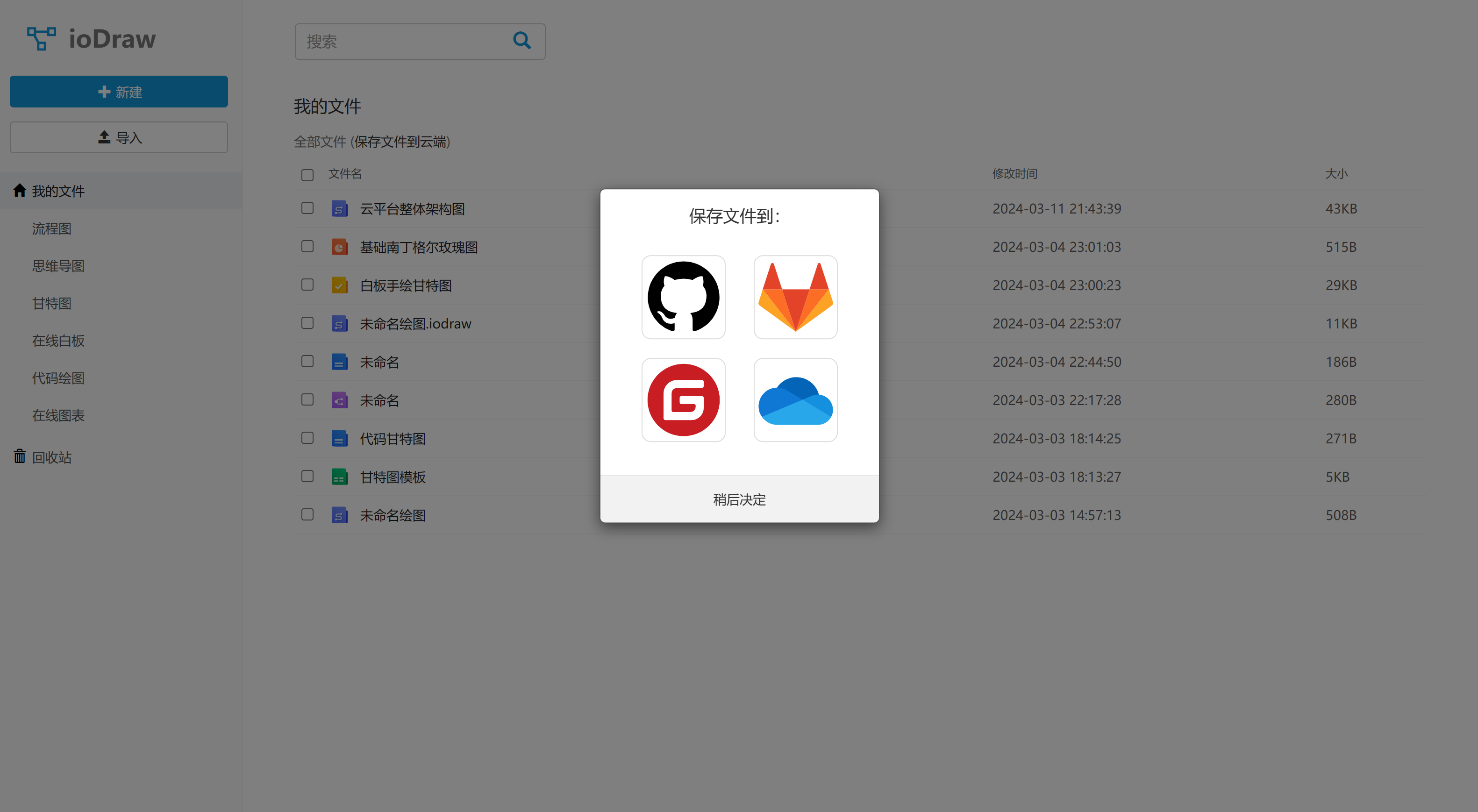 ioDraw：与 GitHub、gitee、gitlab、OneDrive 无缝对接，绘图文件永不丢失！