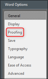 Proofing in Word Options