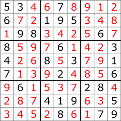 Juego típico de Sudoku