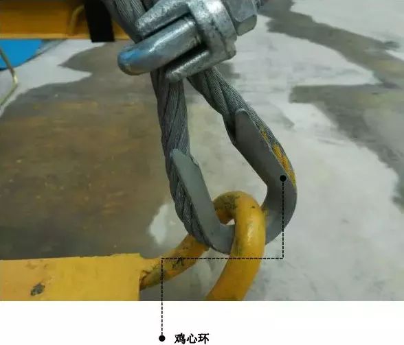 钢丝绳与拉环之间设置"鸡心环",具有良好的耐磨性能,可减少钢丝绳与