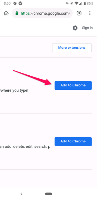 A zoomed in look at the Add to Chrome button