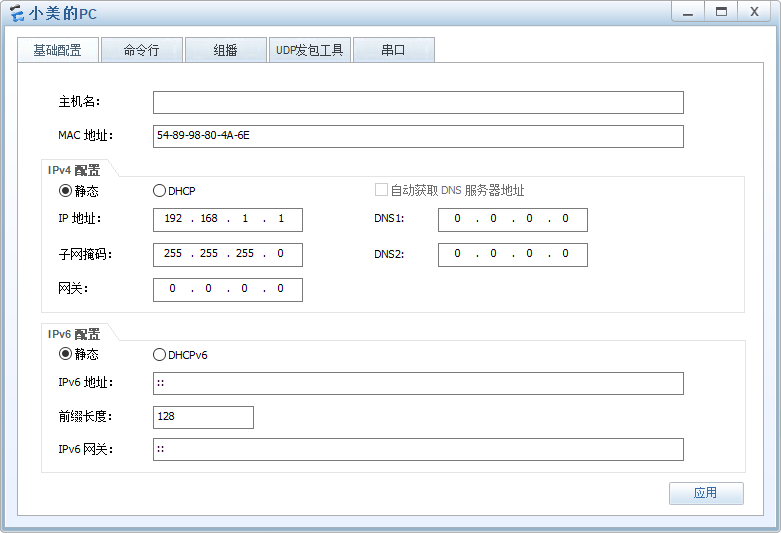 PC 的 IP 配置界面