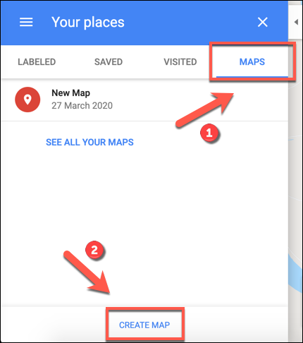 Click Create Map to begin creating a custom Google Maps map