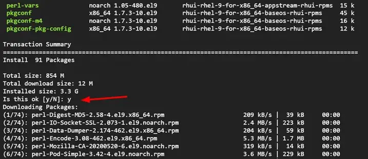 Press-Y-to-Install-MySQL-Server-RHEL9