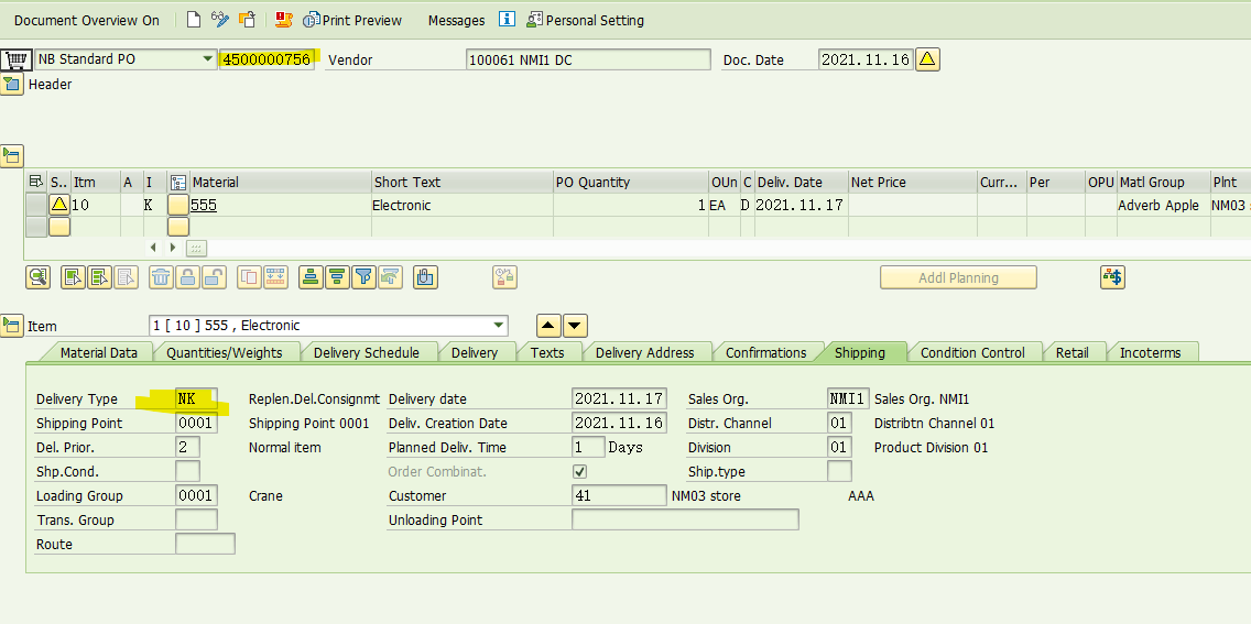 SAP MM 维护公司间STO报错-No delivery type defined for supplying