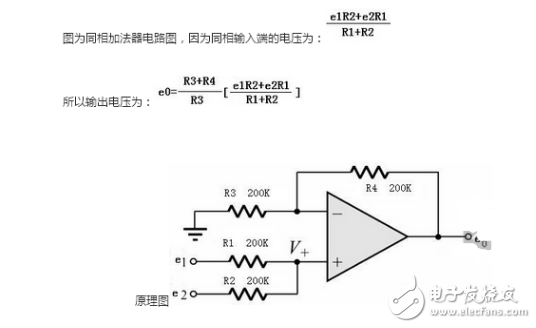 同相加法器电路图_反相加法器电路图_运放加法器电路图解析