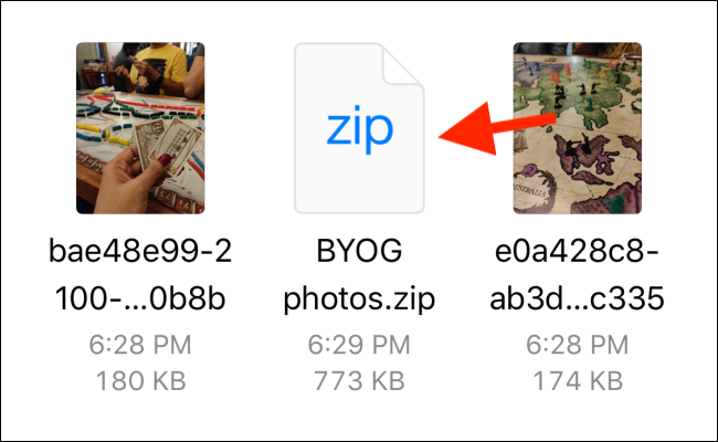 Tap and hold on the Zip file