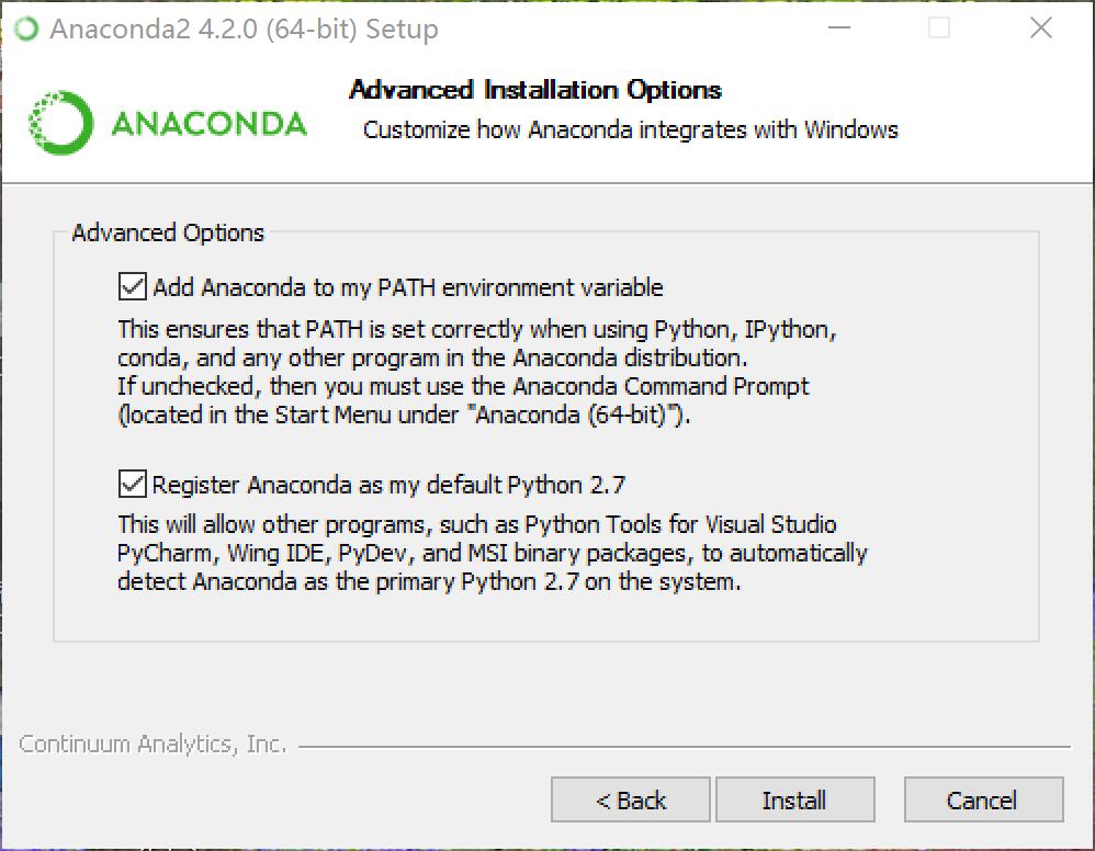 勾选Add Anaconda to my PATH environment variable 