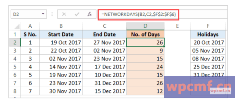 如何在 Excel 中计算日期之间的天数