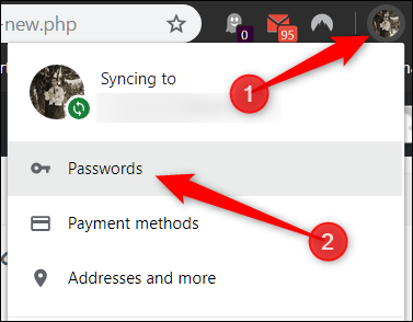 Click your profile picture, then Passwords