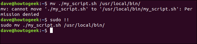 An "mv ./my_script.sh /usr/local/bin/" command in a terminal window.