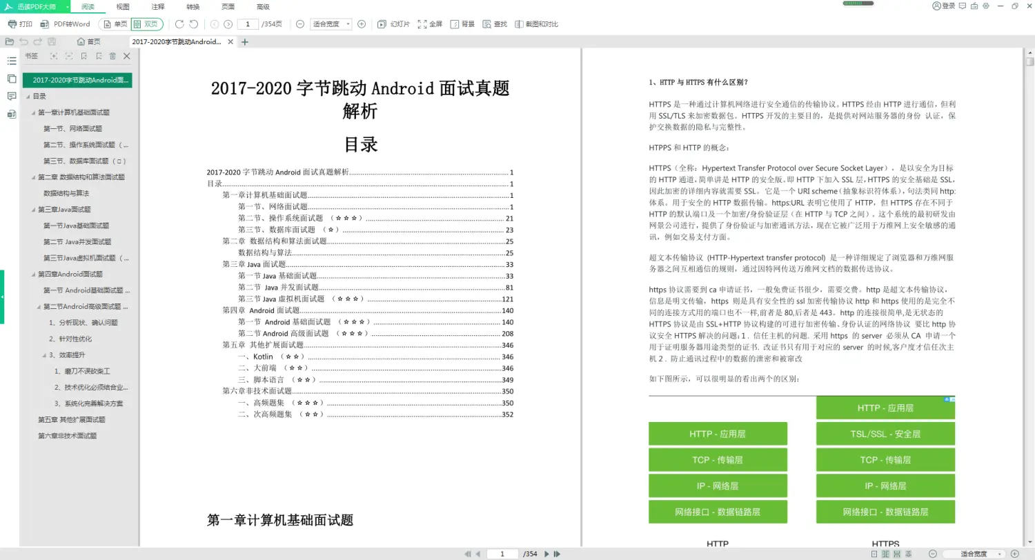 2017-2020字节跳动Android面试真题解析PDF