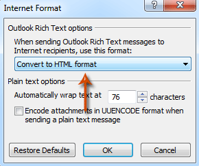 outlook发送html在outlook中发送给internet收件人时如何将rtf格式