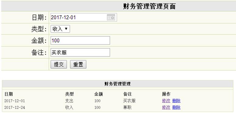 日程备忘信息管理界面