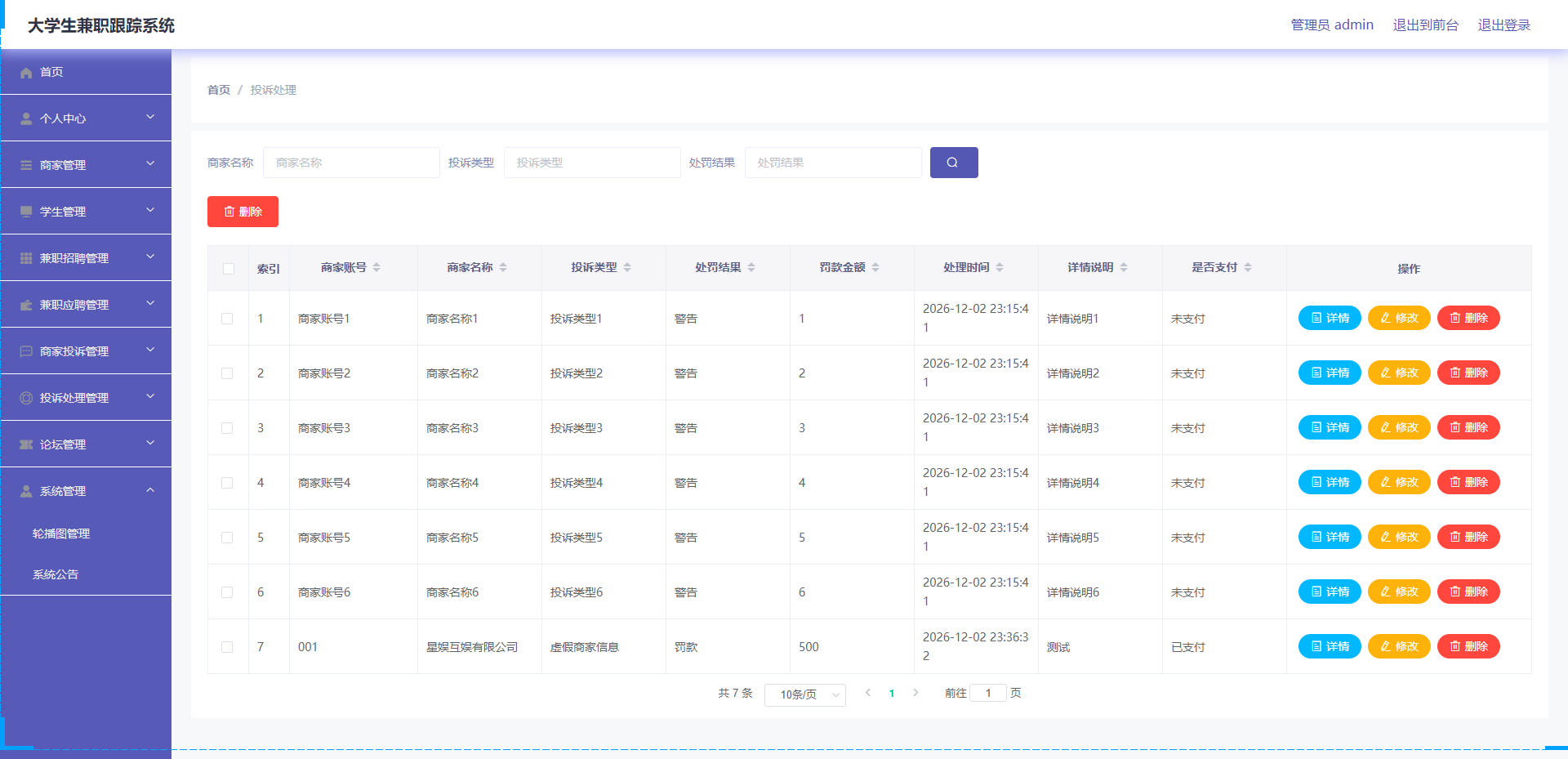 管理员-投诉处理