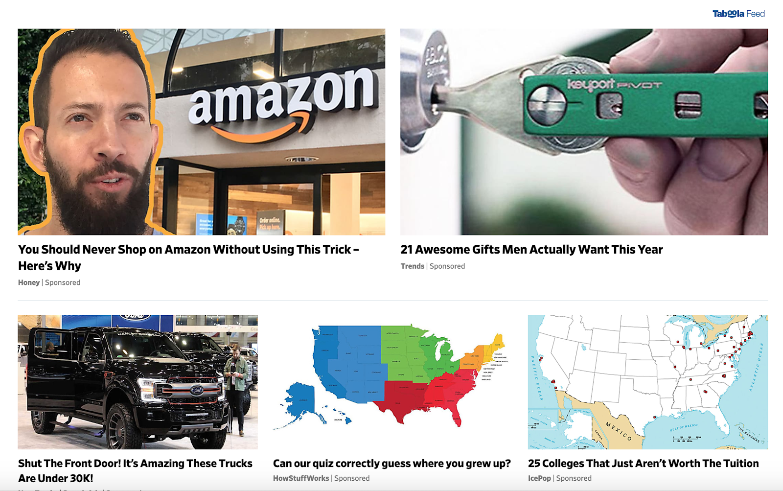 Sponsored article section of Slate’s homepage.