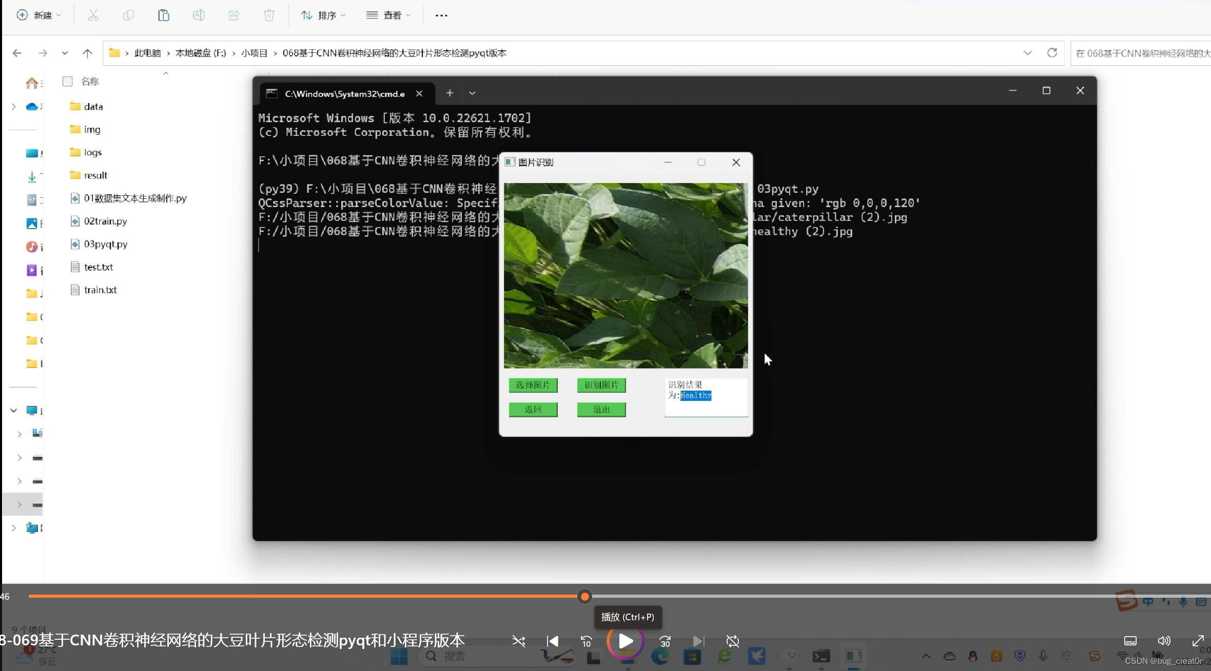068基于CNN卷积神经网络的大豆叶片形态检测pyqt版本