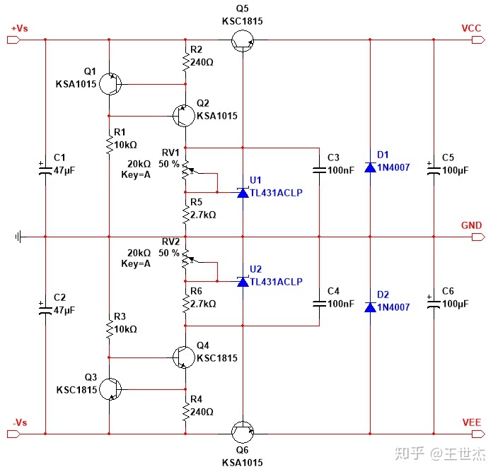 【P12】TL431可调正负直流双电源线性稳压电路