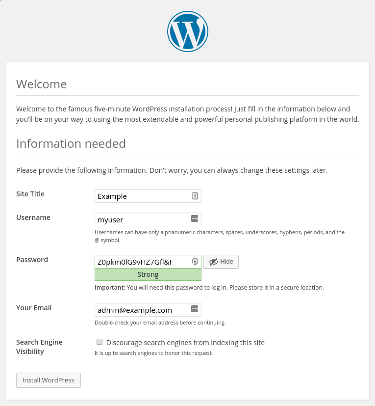 WordPress 设置安装