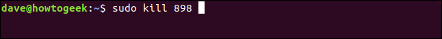 sudo kill 898 in a terminal window