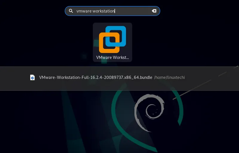 Search-VMware-Workstation-Debian