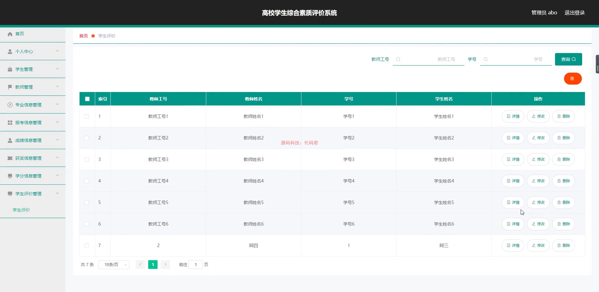 java ssm vue高校学生综合素质评价系统源码