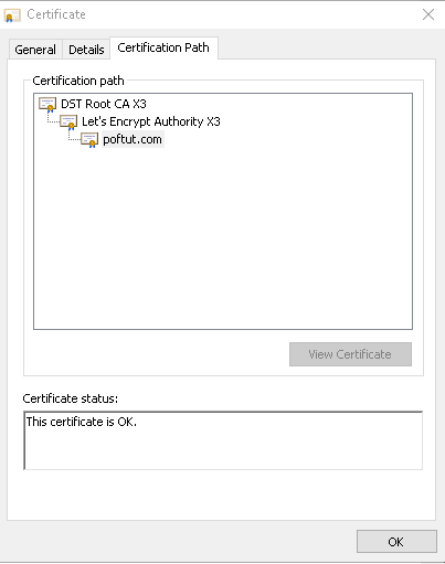 SSL Certification Path Tab