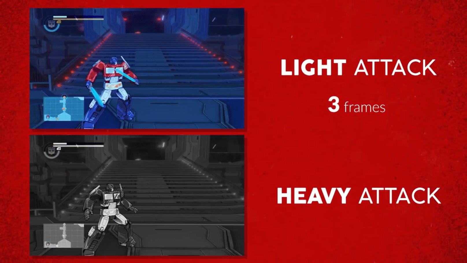 A light attack has fewer frames than heavy. An example: light attack: 14, heavy attack: 36 frames