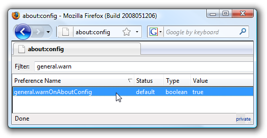 如何在Firefox 3中重新启用about：config警告消息