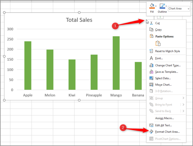 Format the chart area