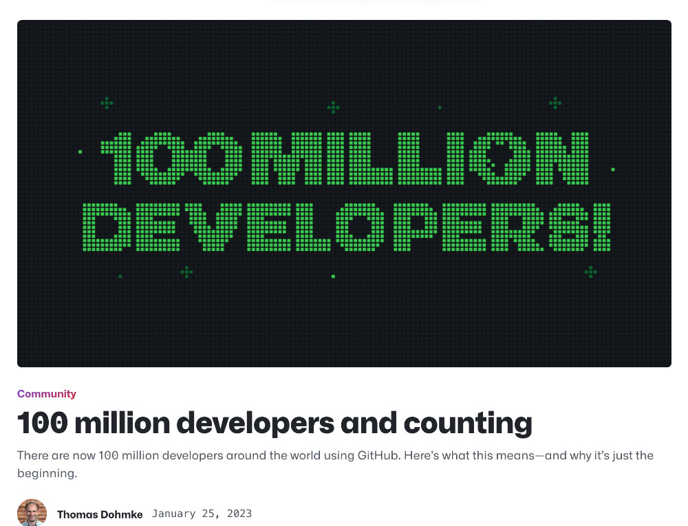 At the beginning of this year, GitHub completed the accumulation of 100M users