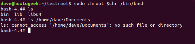 Active chroot environment in a terminal window