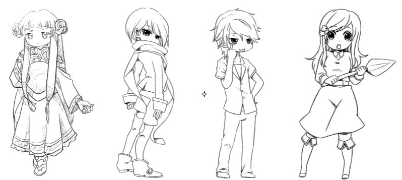 各种4头身的q版角色4头身人物的体型可以画得较为