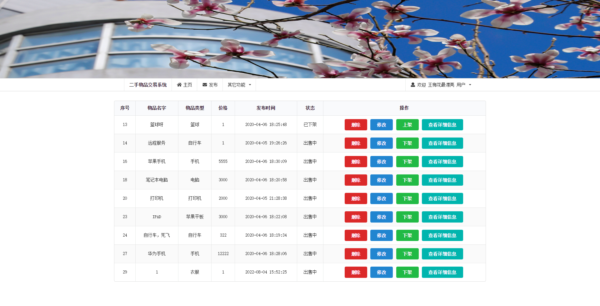 用户-查看自己发布的物品