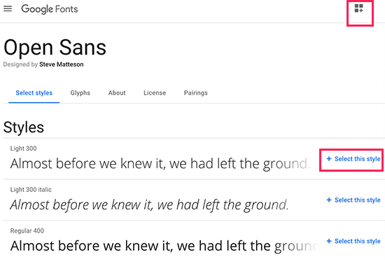 Select font styles you want to use Select font styles you want to use