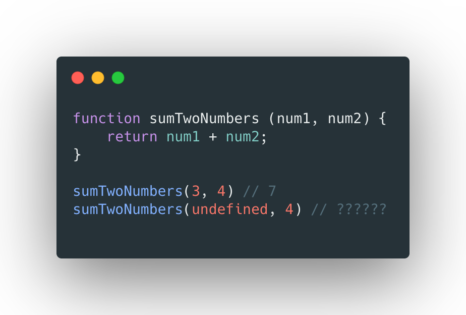 A function to sum two numbers. It doesn’t cover corner cases.