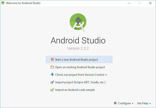 Android Studio Welcome