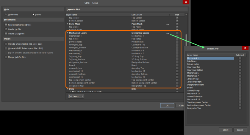 Mechanical layers can be plotted, or they can be added to all plots if required.