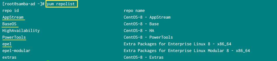 CentOS 8 repositories for Samba AD