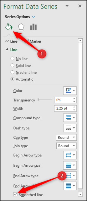 Format a data series as a smoothed line