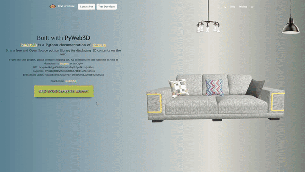 PyWeb3D 的 3D 家具显示